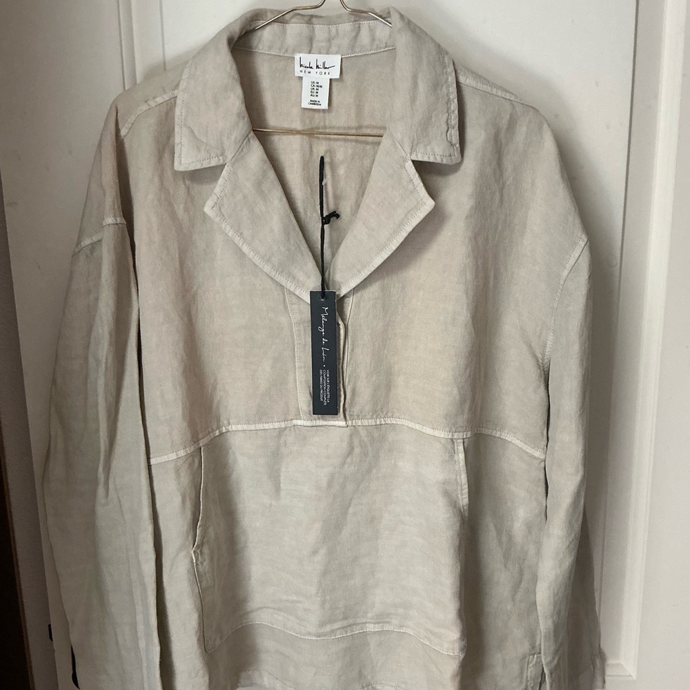 NWT Nicole Miller Linen Blend Top Size M